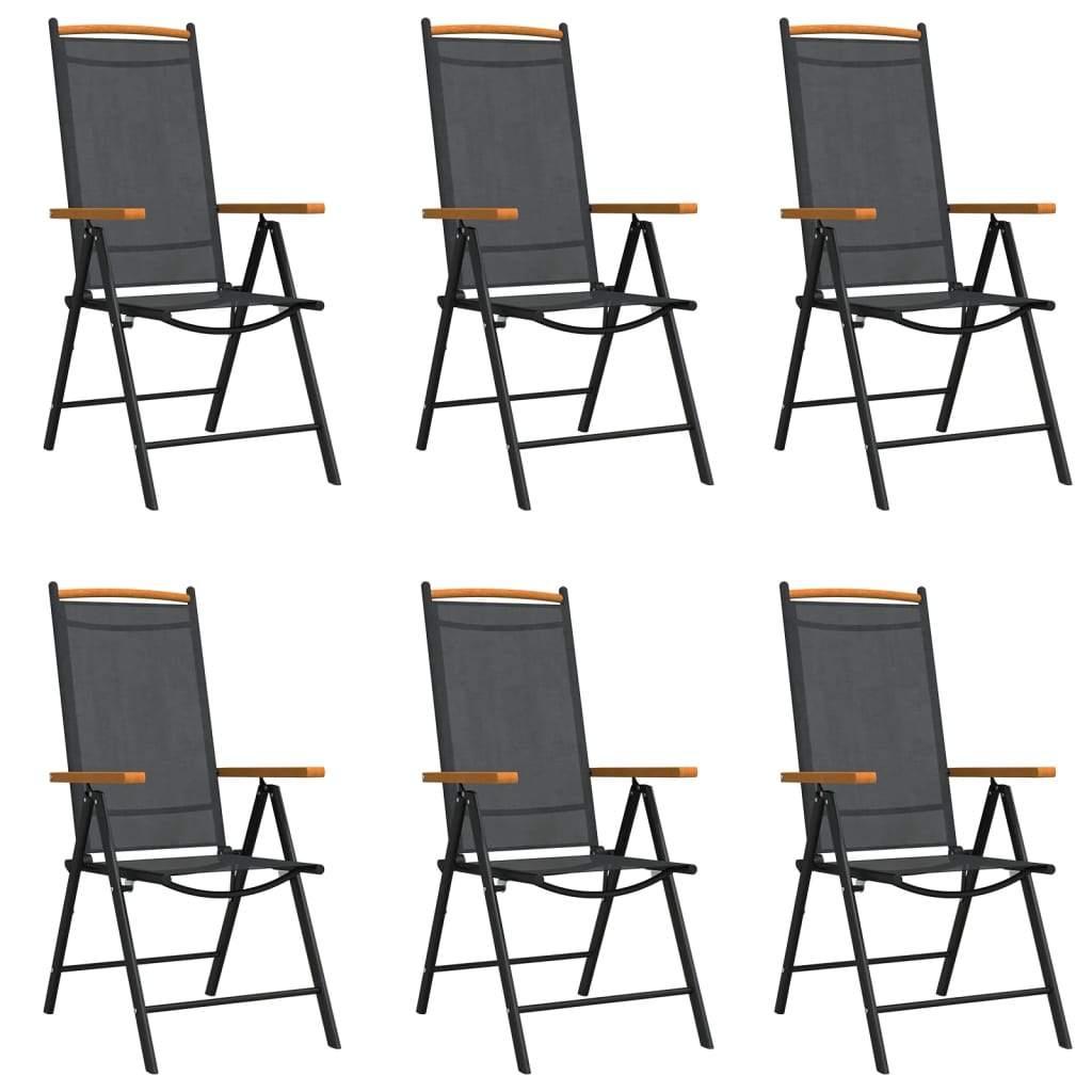 Ensemble à manger de jardin 7 pcs noir et marron aluminium