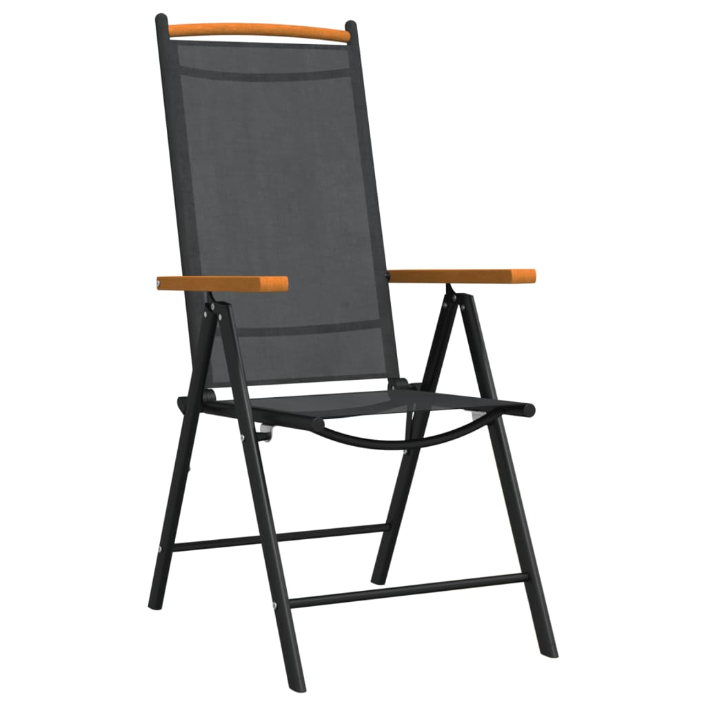 Ensemble à manger de jardin 7 pcs noir et marron aluminium