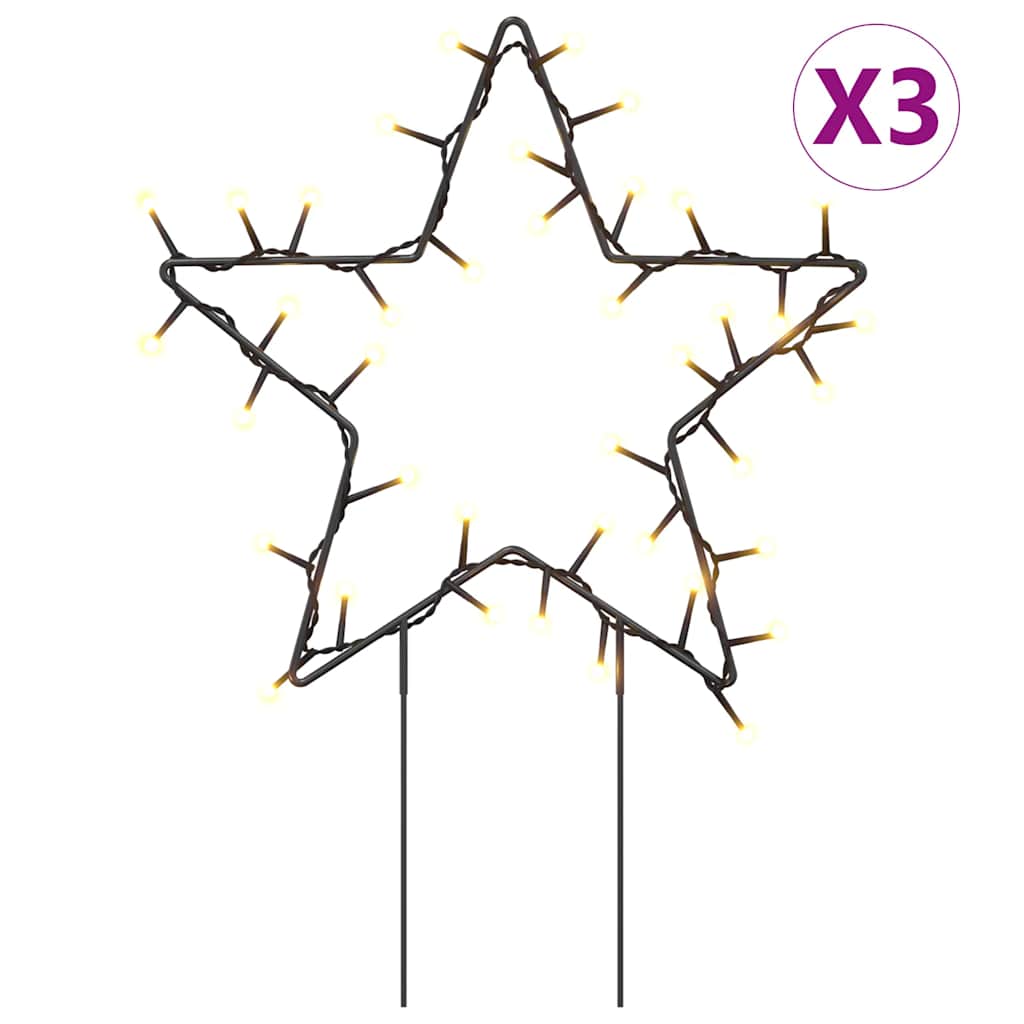 Décoration lumineuse étoile de Noël piquets 3 pcs 50 LED 29 cm - XIOS