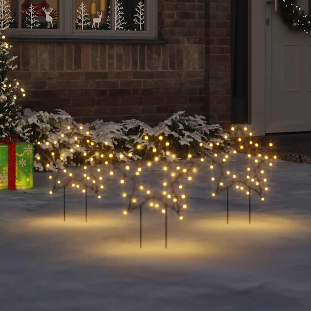 Décoration lumineuse étoile de Noël piquets 3 pcs 50 LED 29 cm - XIOS