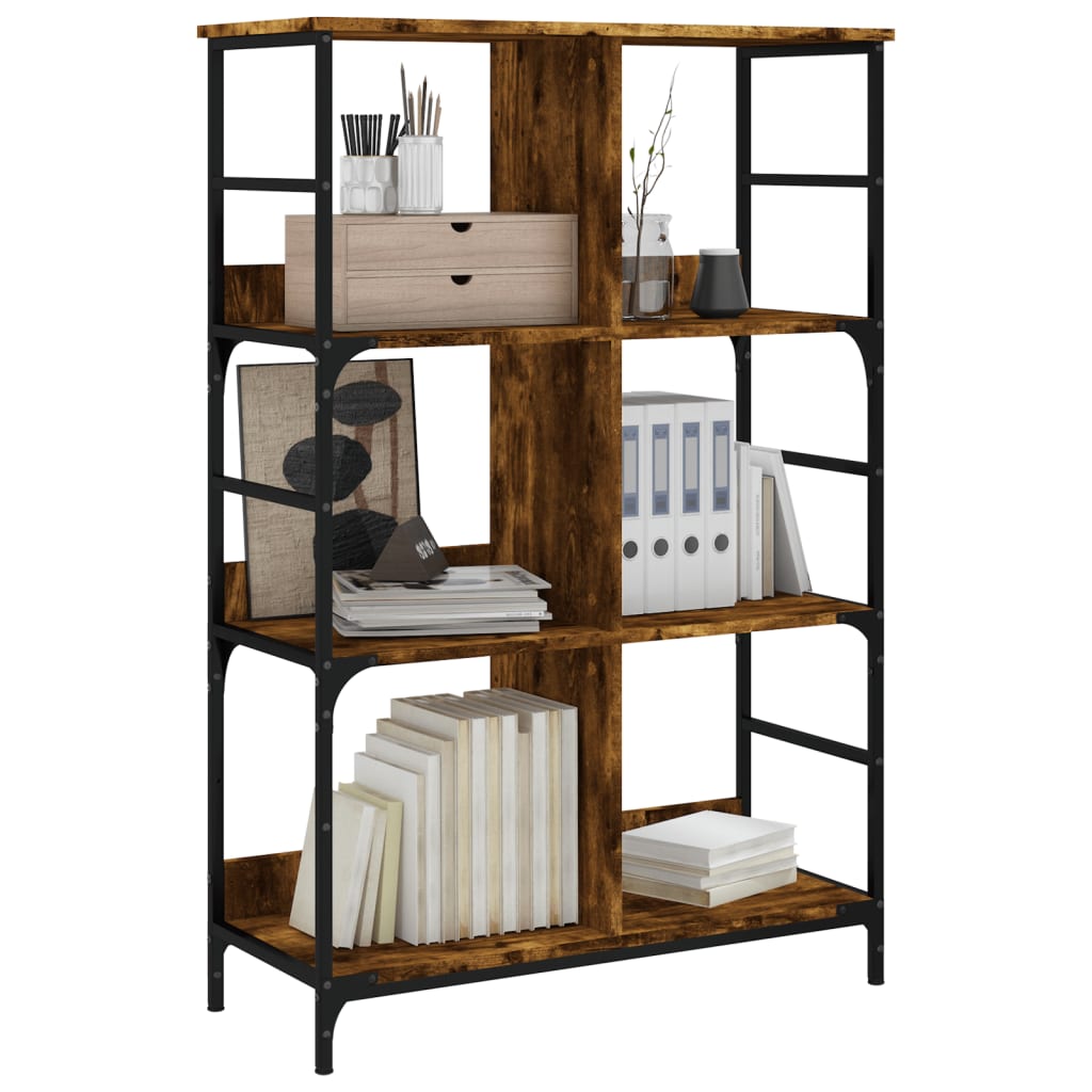 Bibliothèque chêne fumé 78,5x33x117,5 cm bois d'ingénierie - XIOS