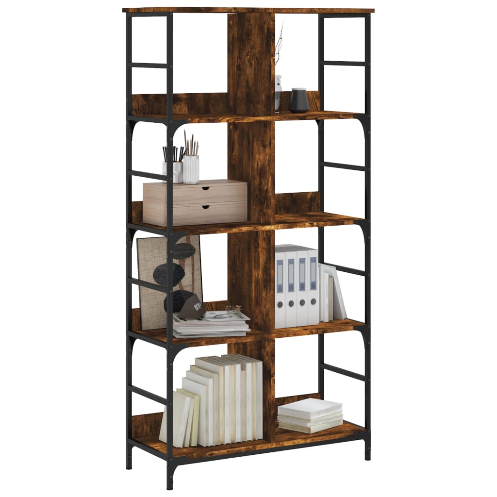 Bibliothèque chêne fumé 78,5x33x153 cm bois d'ingénierie - XIOS