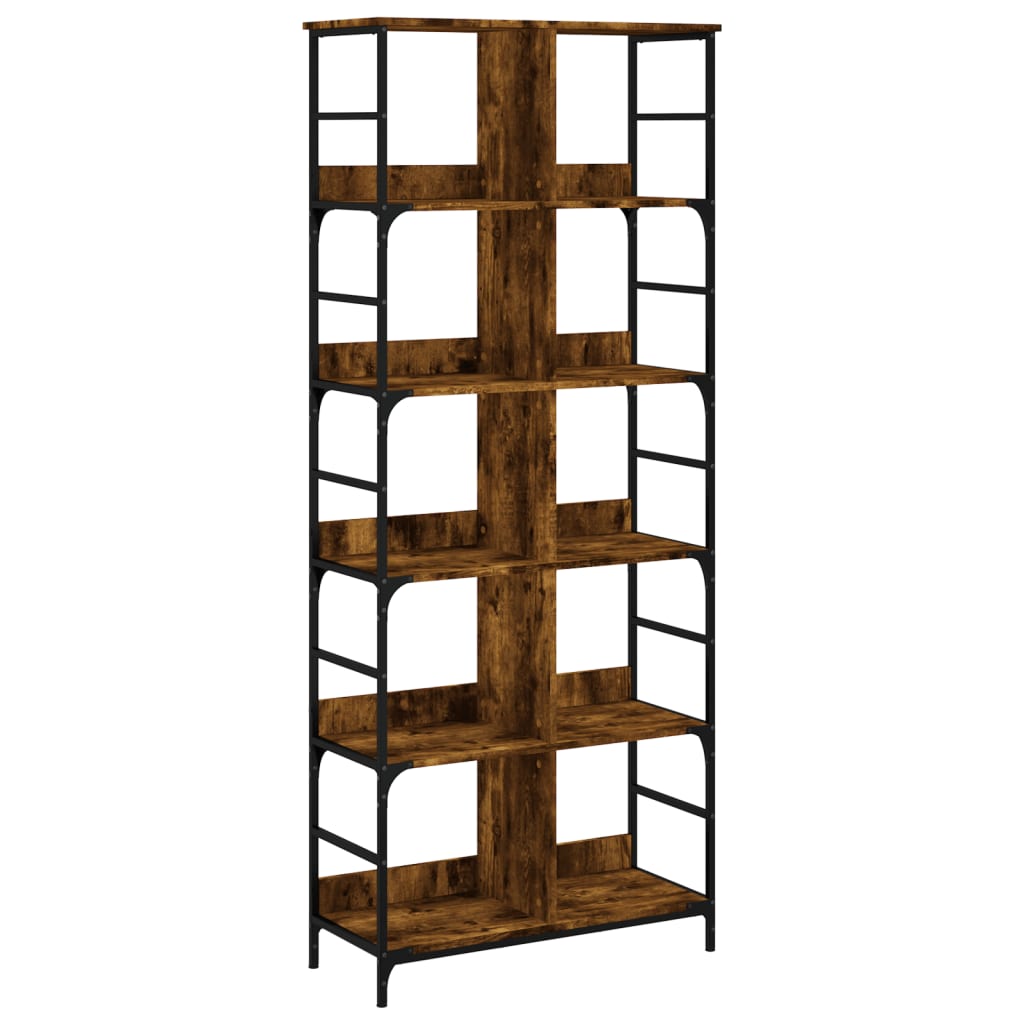 Bibliothèque chêne fumé 78,5x33x188,5 cm bois d'ingénierie - XIOS