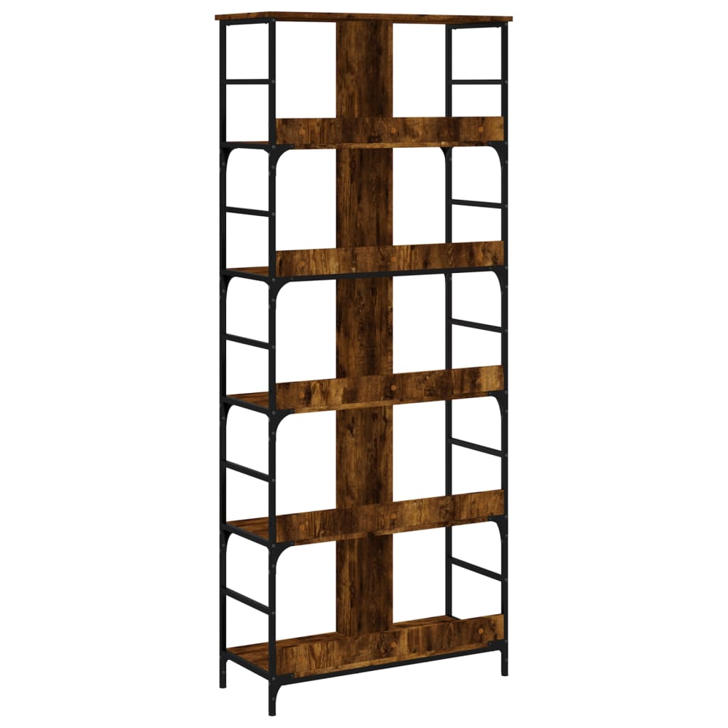 Bibliothèque chêne fumé 78,5x33x188,5 cm bois d'ingénierie - XIOS