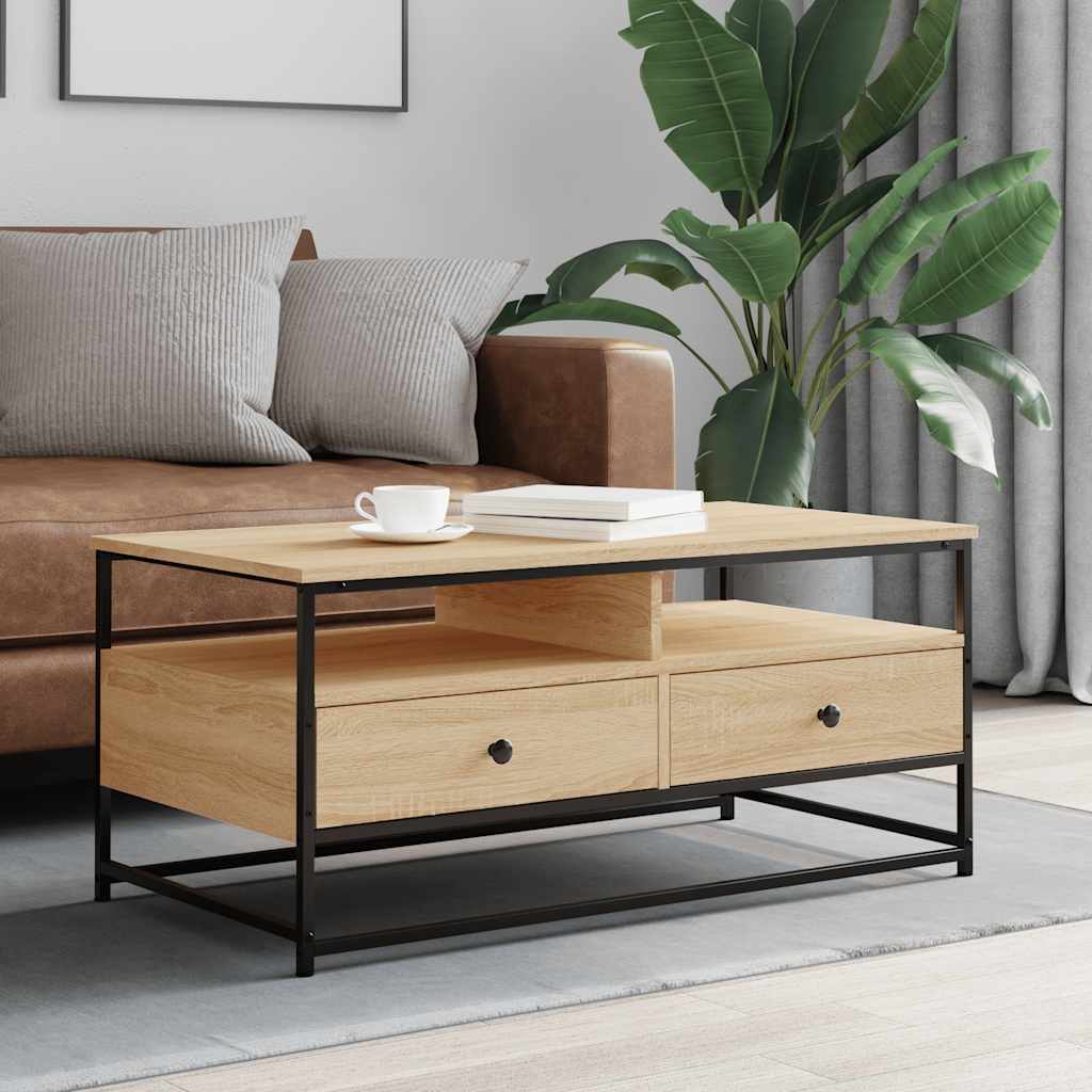 Table basse chêne sonoma 100x51x45 cm bois d'ingénierie - XIOS