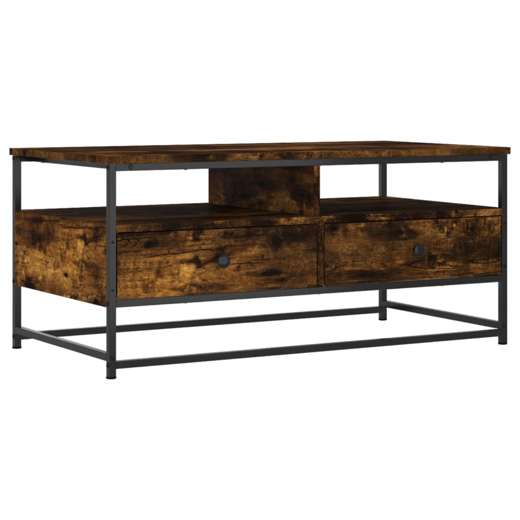 Table basse chêne fumé 100x51x45 cm bois d'ingénierie - XIOS