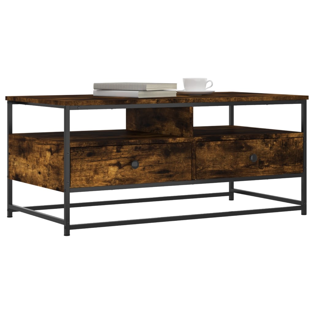 Table basse chêne fumé 100x51x45 cm bois d'ingénierie - XIOS