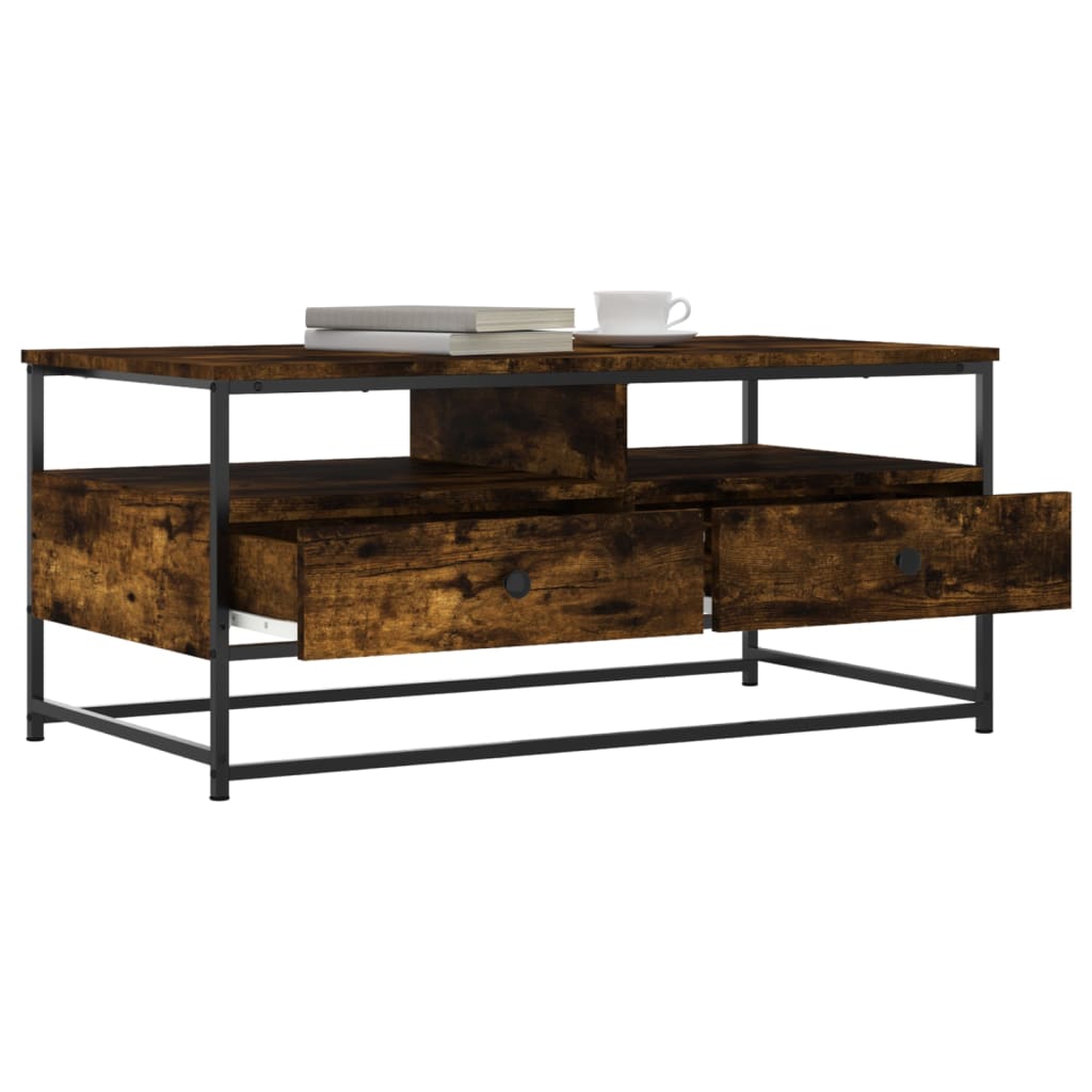 Table basse chêne fumé 100x51x45 cm bois d'ingénierie - XIOS