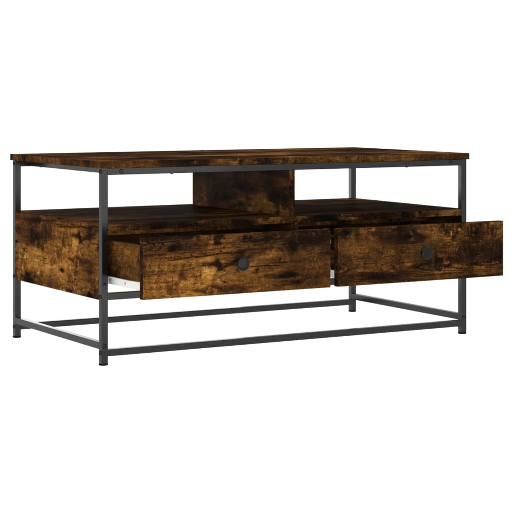 Table basse chêne fumé 100x51x45 cm bois d'ingénierie - XIOS