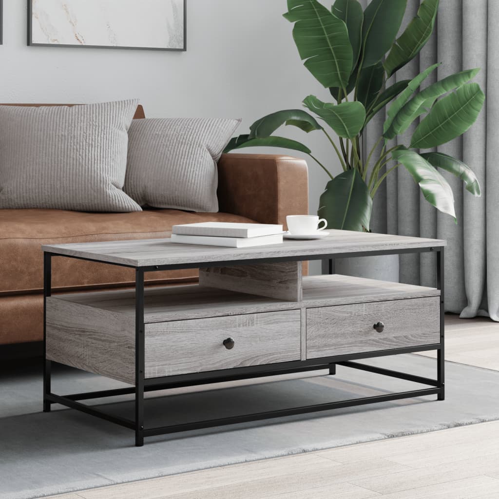 Table basse sonoma gris 100x51x45 cm bois d'ingénierie - XIOS