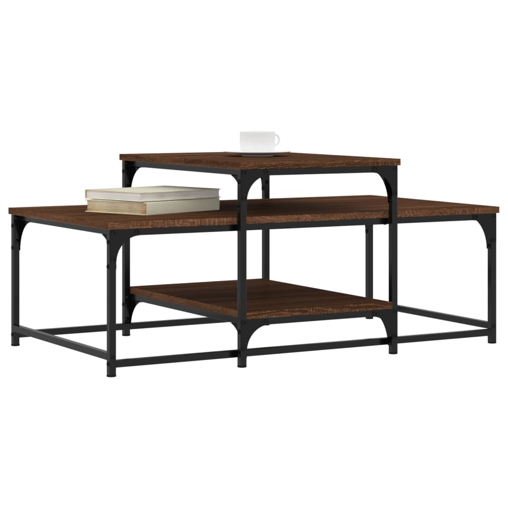 Table basse chêne marron 102x60x45 cm bois d'ingénierie - XIOS