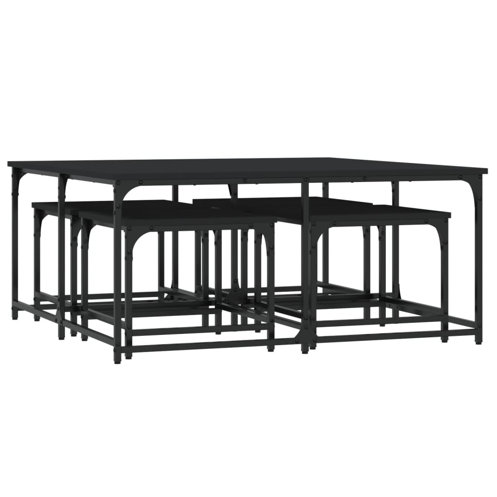 Tables basses gigognes 5 pcs noir bois d'ingénierie - XIOS