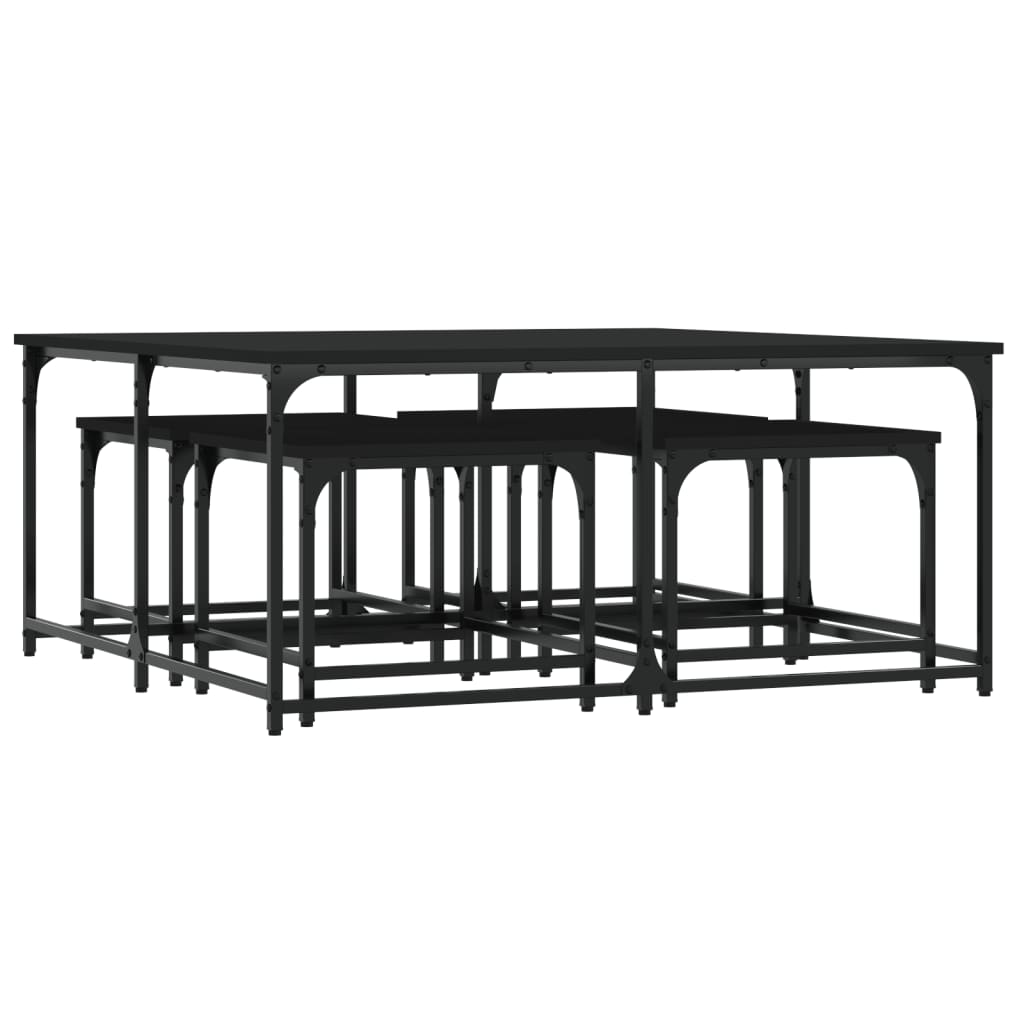 Tables basses gigognes 5 pcs noir bois d'ingénierie - XIOS