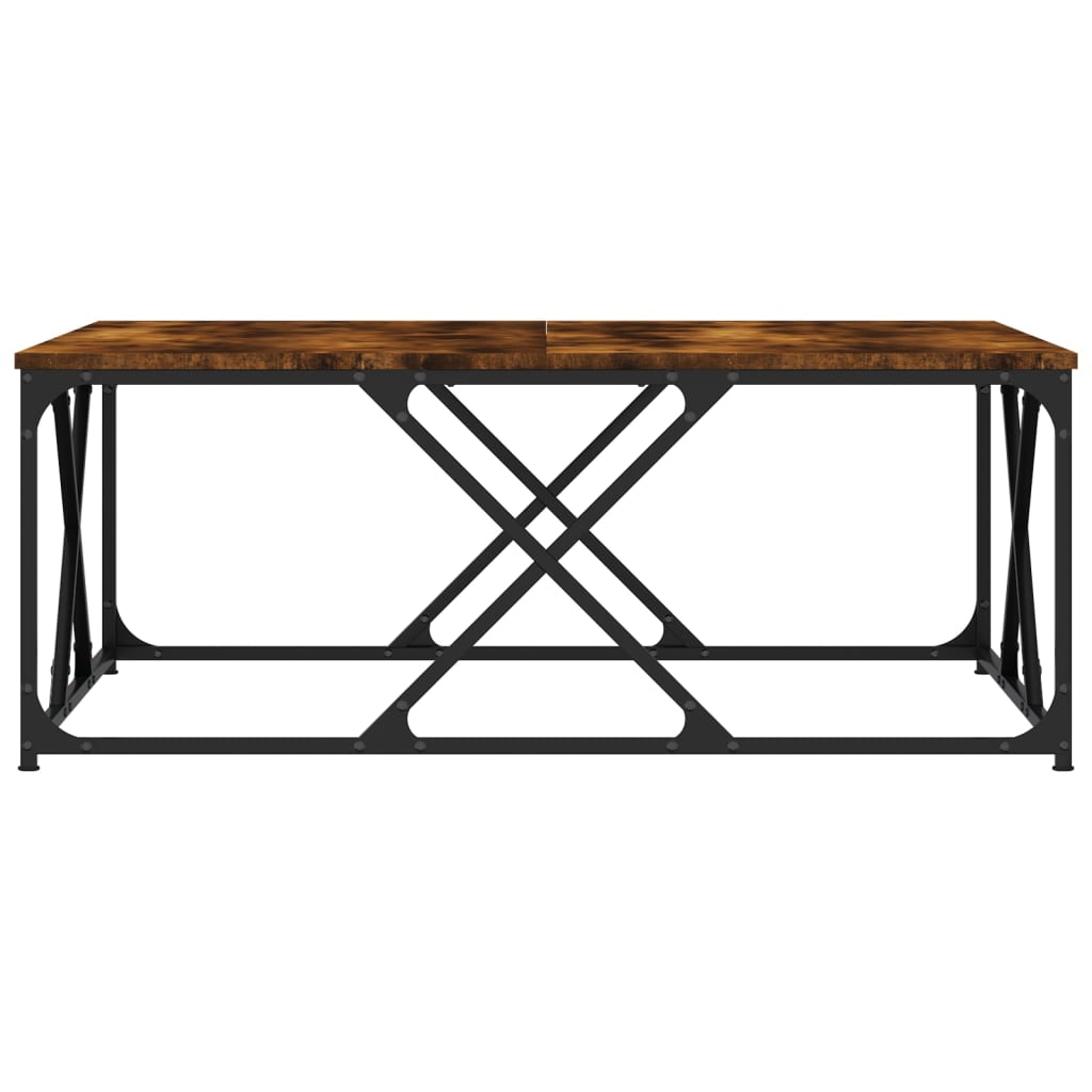 Table basse chêne fumé 100x100x40 cm bois d'ingénierie - XIOS