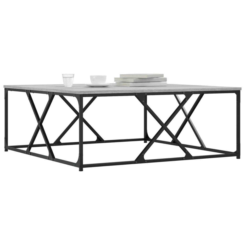 Table basse sonoma gris 100x100x40 cm bois d'ingénierie