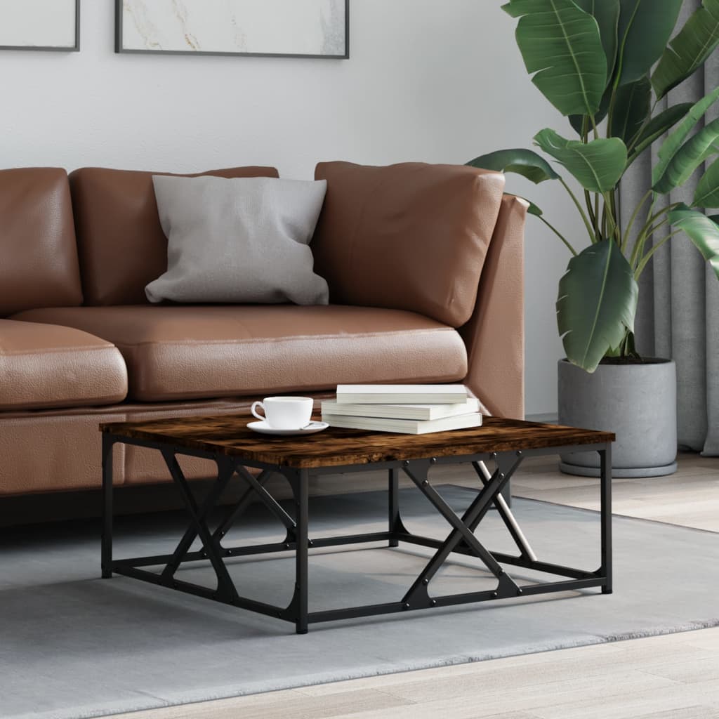 Table basse chêne fumé 70x70x30 cm bois d'ingénierie - XIOS