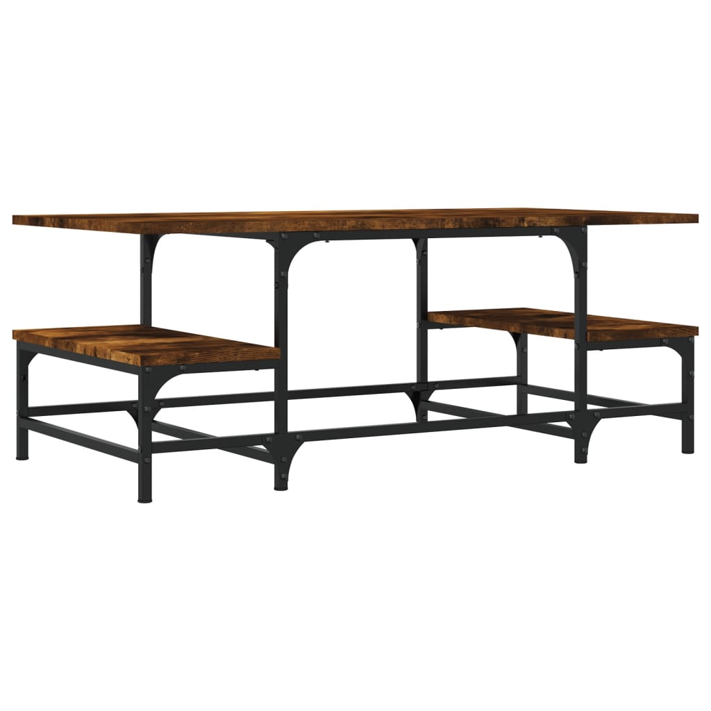 Table basse chêne fumé 100x50,5x40 cm bois d'ingénierie - XIOS