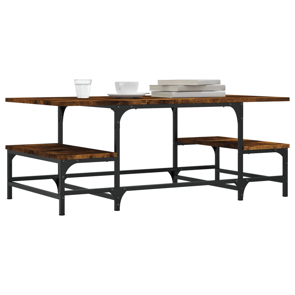 Table basse chêne fumé 100x50,5x40 cm bois d'ingénierie - XIOS