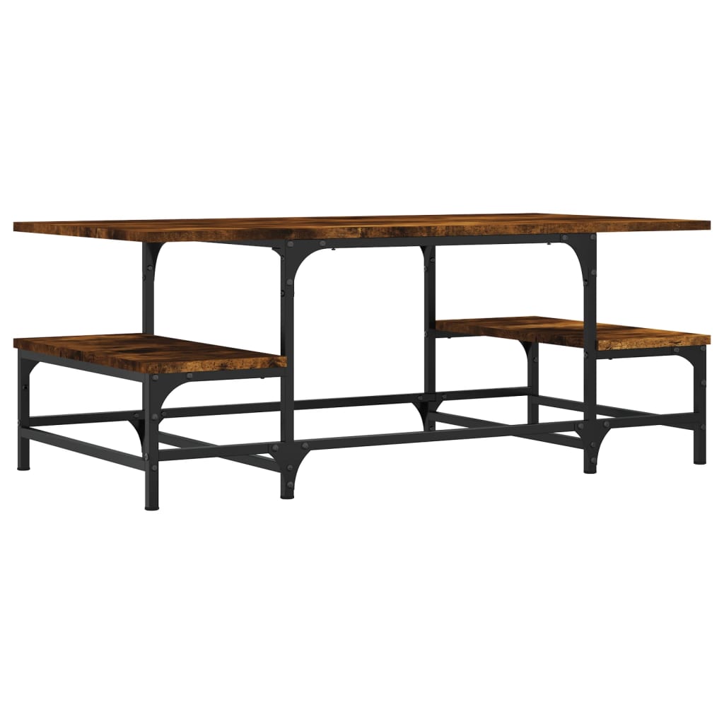 Table basse chêne fumé 100x50,5x40 cm bois d'ingénierie - XIOS