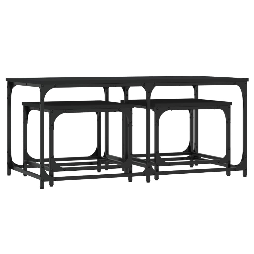 Tables basses gigognes 3 pcs noir bois d'ingénierie - XIOS