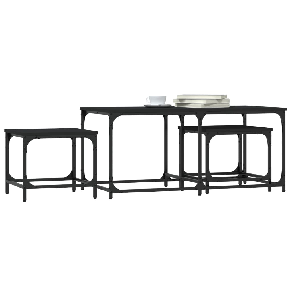 Tables basses gigognes 3 pcs noir bois d'ingénierie - XIOS