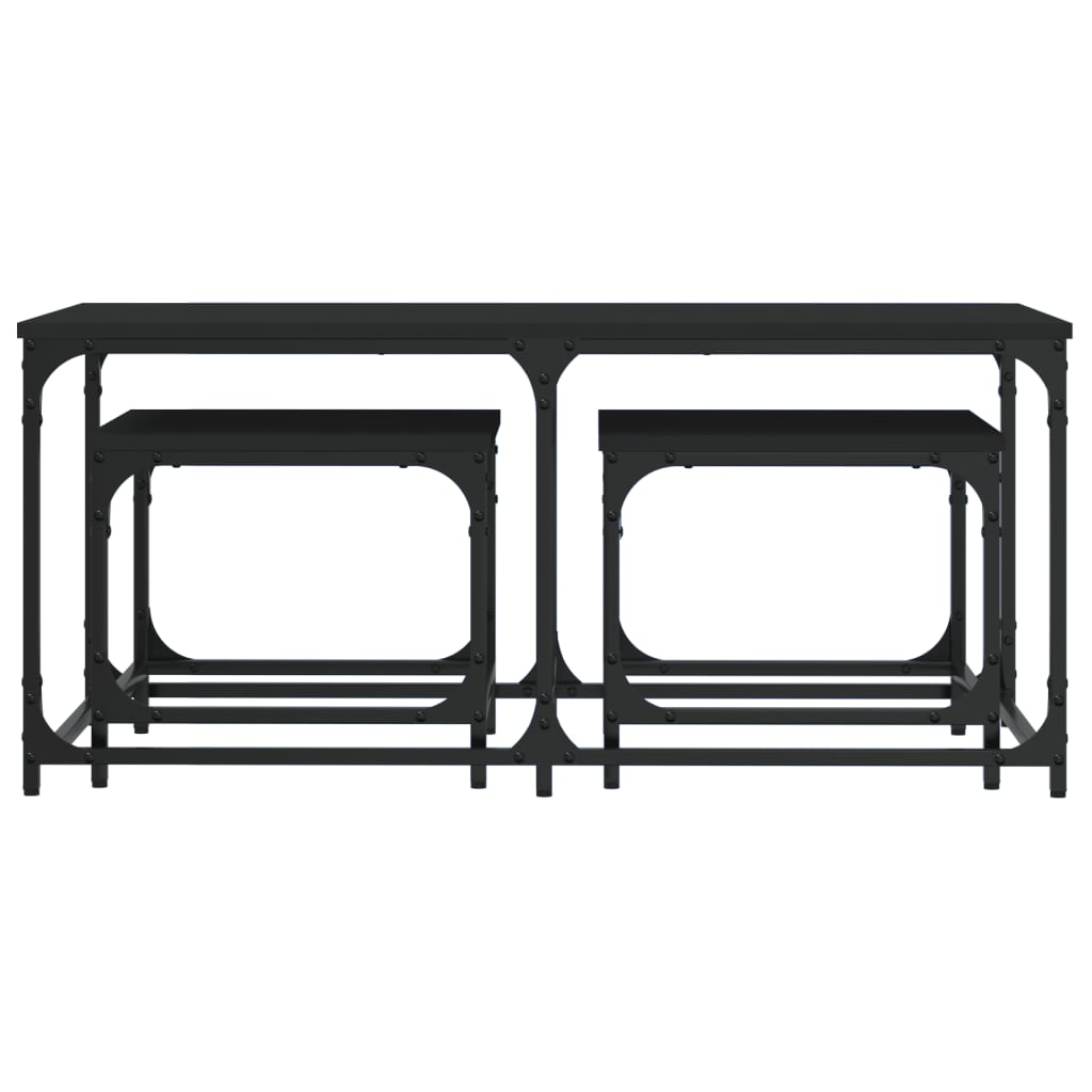 Tables basses gigognes 3 pcs noir bois d'ingénierie - XIOS