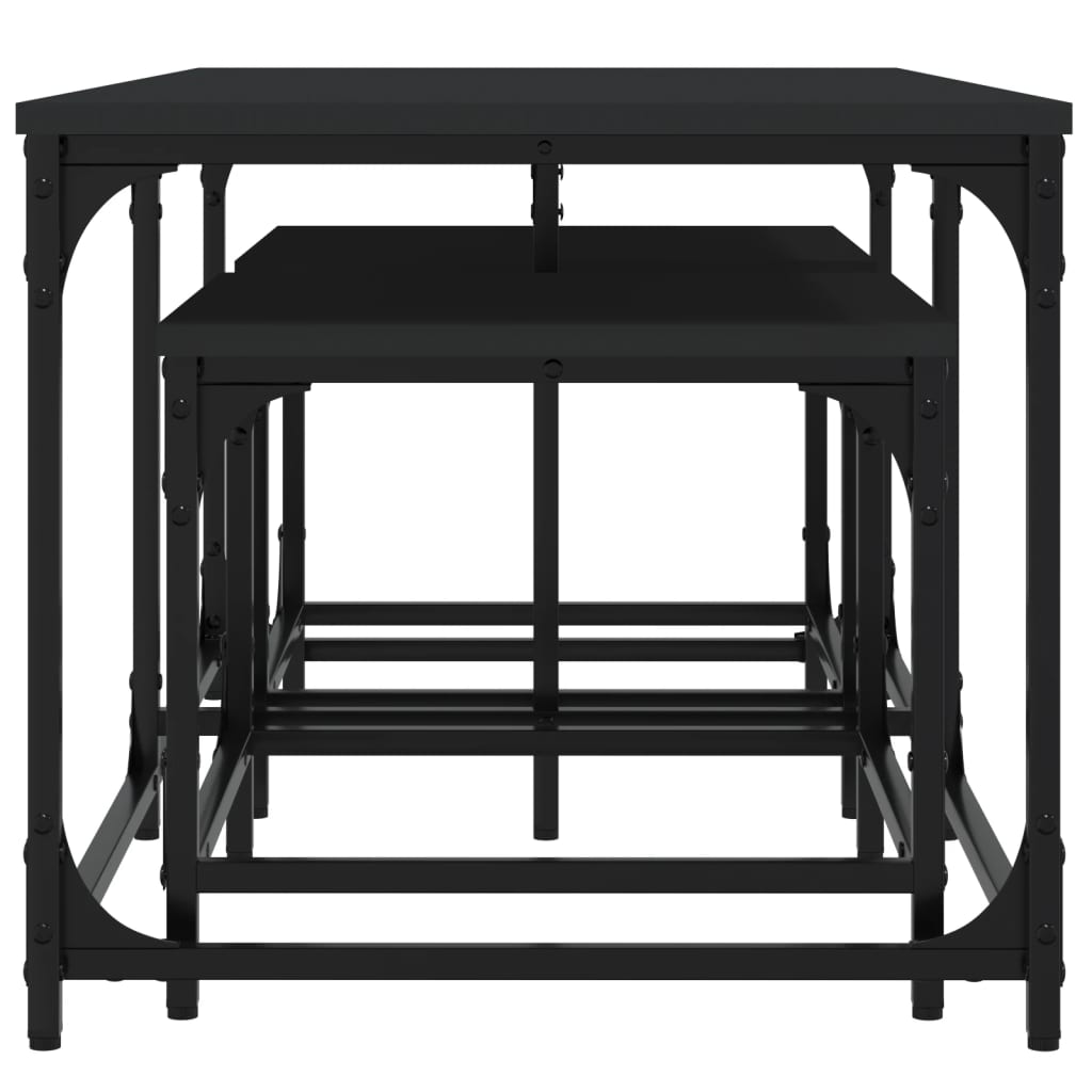 Tables basses gigognes 3 pcs noir bois d'ingénierie - XIOS