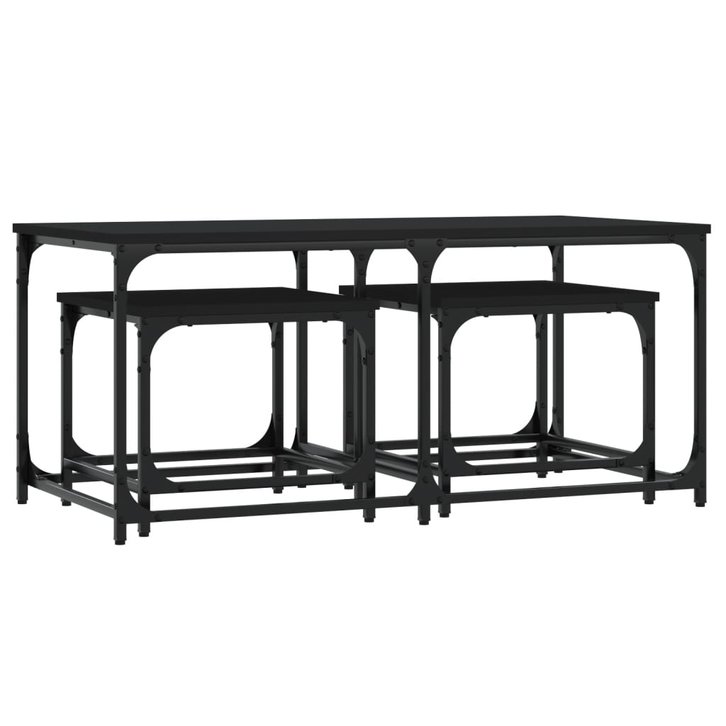 Tables basses gigognes 3 pcs noir bois d'ingénierie - XIOS