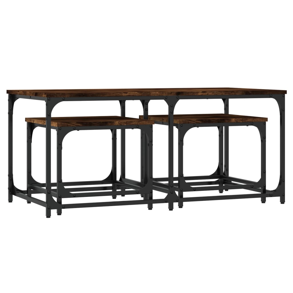 Tables basses gigognes 3 pcs chêne fumé bois d'ingénierie - XIOS