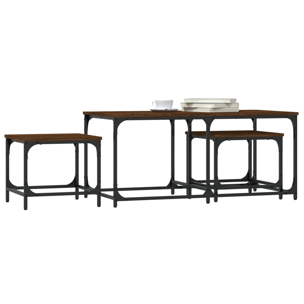 Tables basses gigognes 3 pcs chêne marron bois d'ingénierie - XIOS