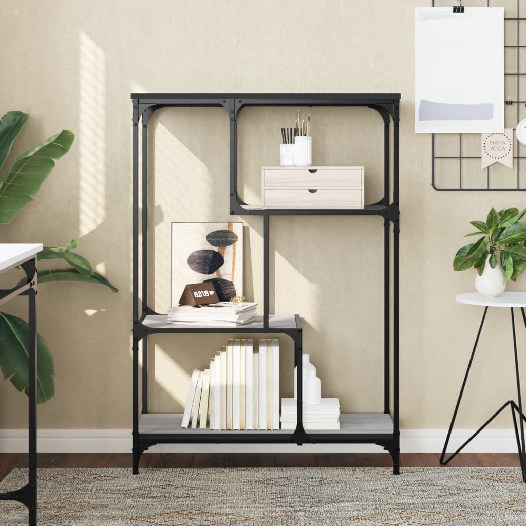 Bibliothèque sonoma gris 81x36x115cm bois d'ingénierie et acier - XIOS