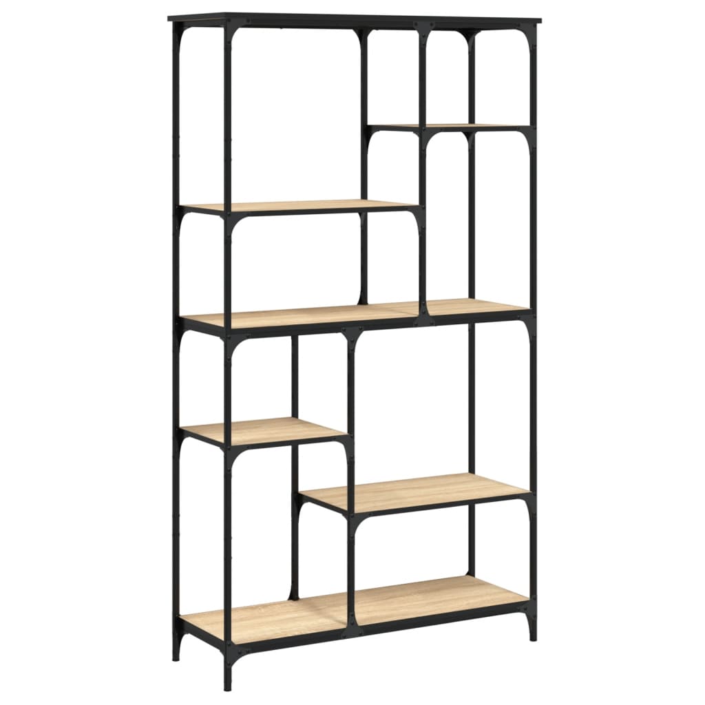 Bibliothèque chêne sonoma 99x35,5x176 cm bois ingénierie acier - XIOS