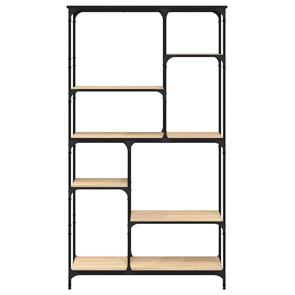 Bibliothèque chêne sonoma 99x35,5x176 cm bois ingénierie acier - XIOS
