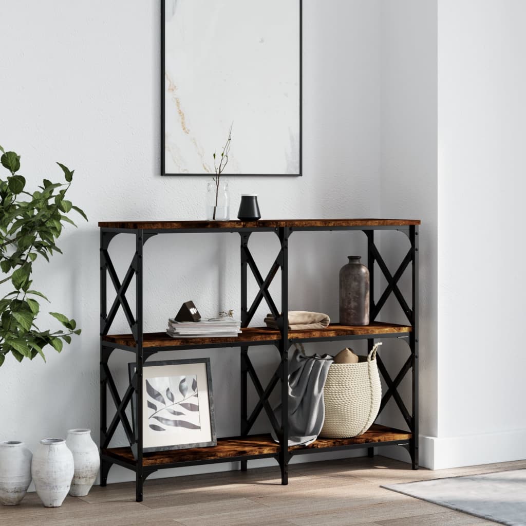 Table console chêne fumé 100x28x80,5 cm bois d'ingénierie - XIOS