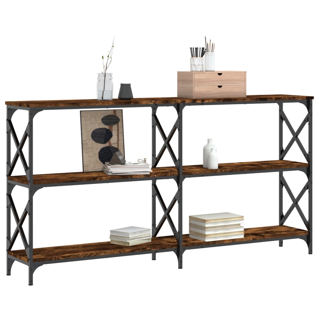 Table console chêne fumé 156x28x80,5 cm bois d'ingénierie - XIOS