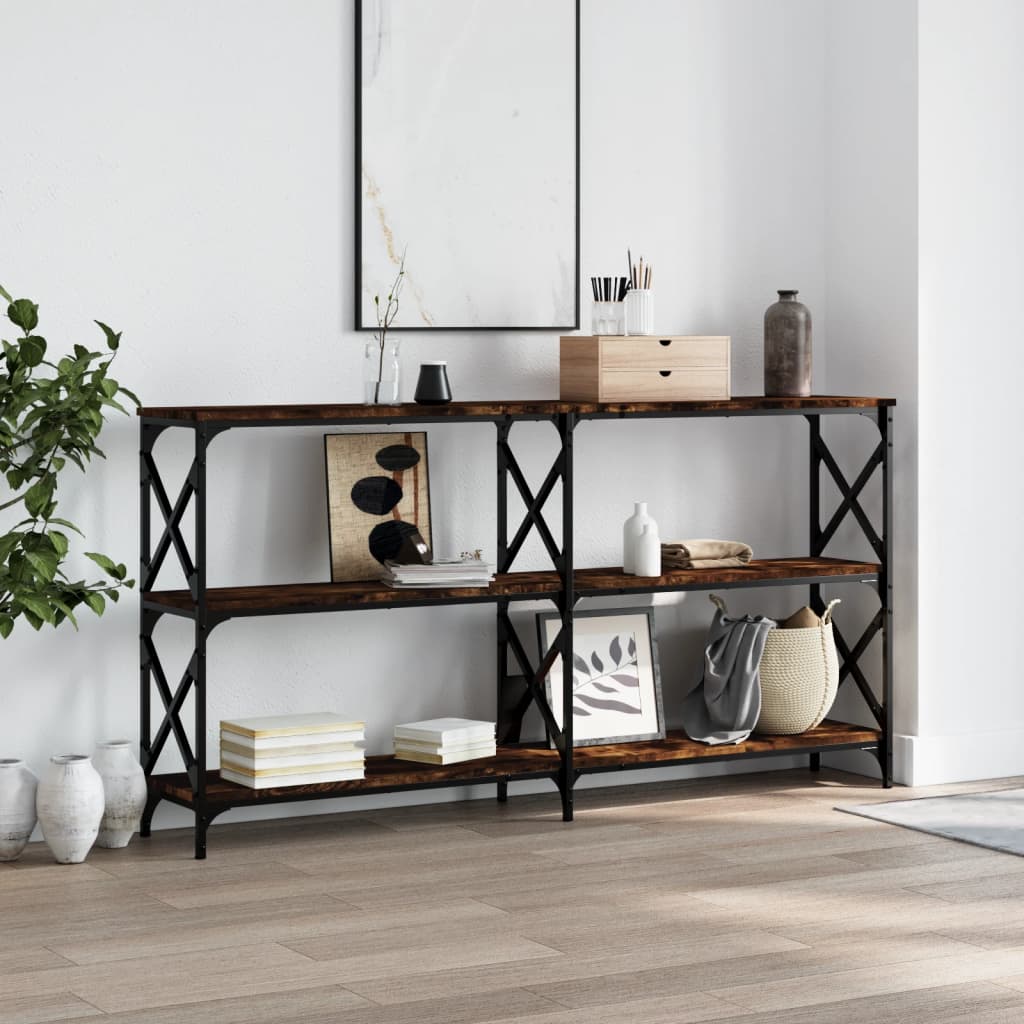 Table console chêne fumé 156x28x80,5 cm bois d'ingénierie - XIOS