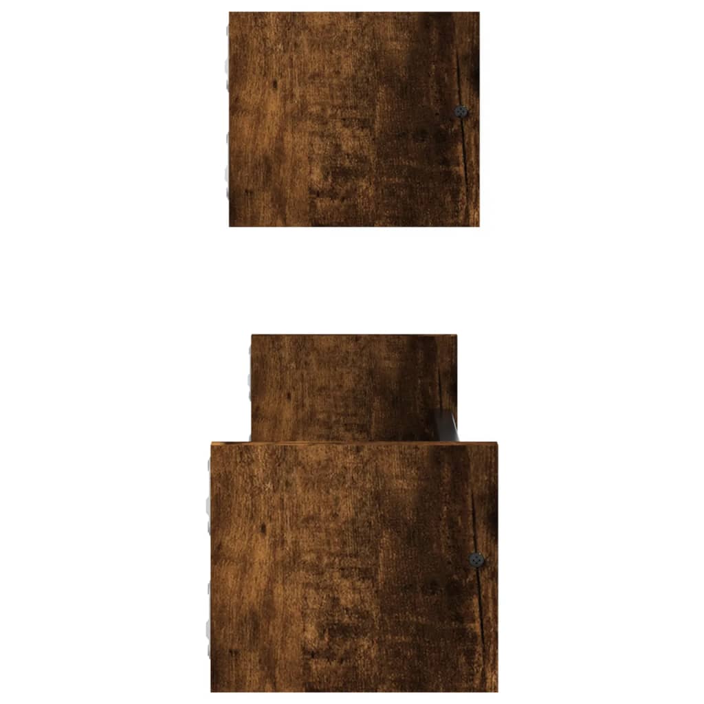 Étagères murales avec barres 2 pcs chêne fumé 60x16x14 cm - XIOS