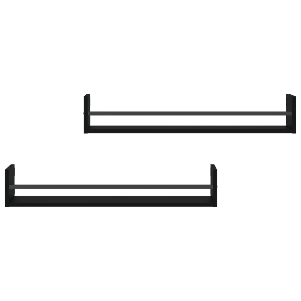 Étagères murales avec barres 2 pcs noir 80x16x14 cm - XIOS