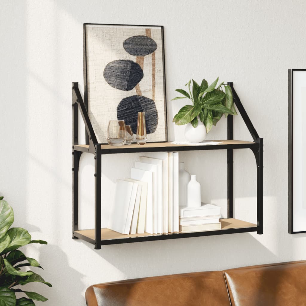 Étagère murale à 2 niveaux Chêne Sonoma 60 x 21 x 51 cm Bois d'ingénierie - XIOS