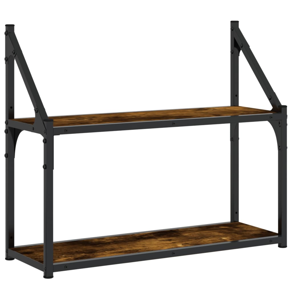 Étagère murale 2 niveaux chêne fumé 60x21x51 cm - XIOS