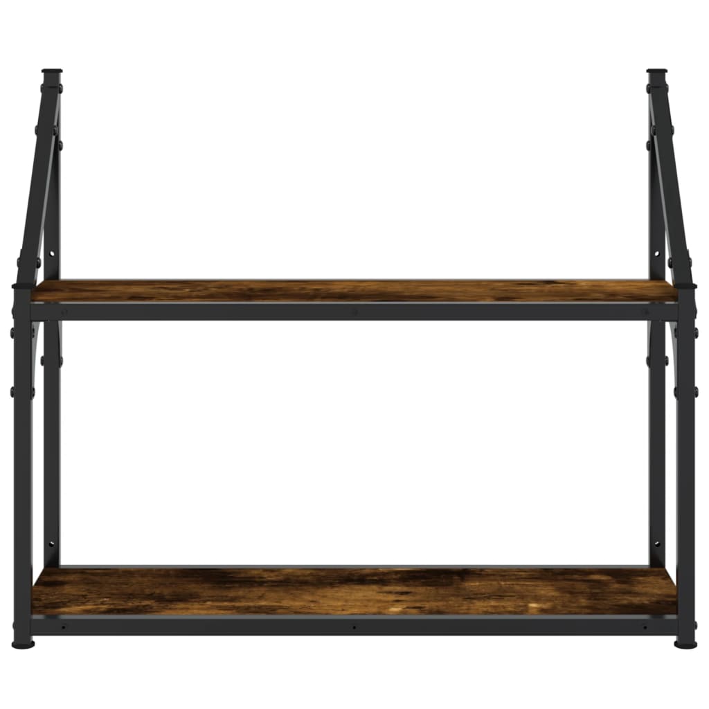 Étagère murale 2 niveaux chêne fumé 60x21x51 cm - XIOS