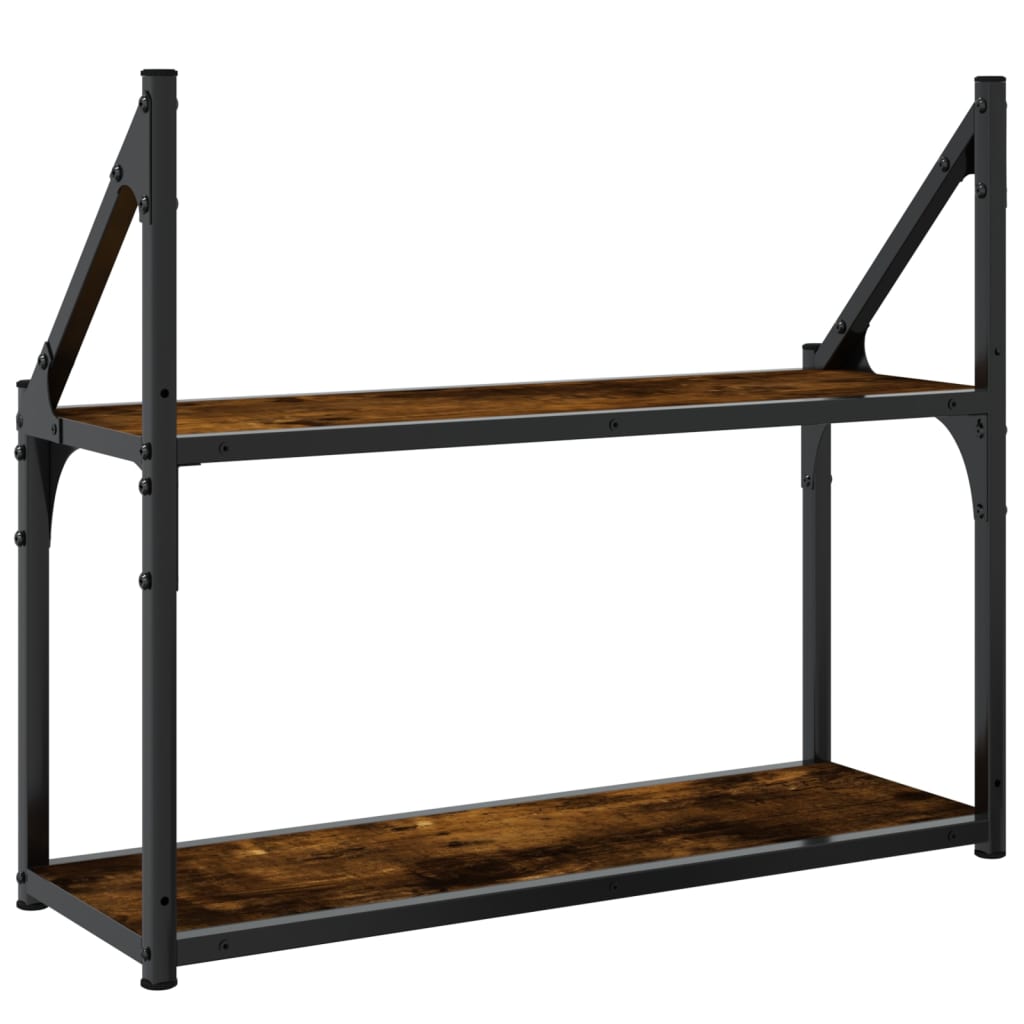 Étagère murale 2 niveaux chêne fumé 60x21x51 cm - XIOS