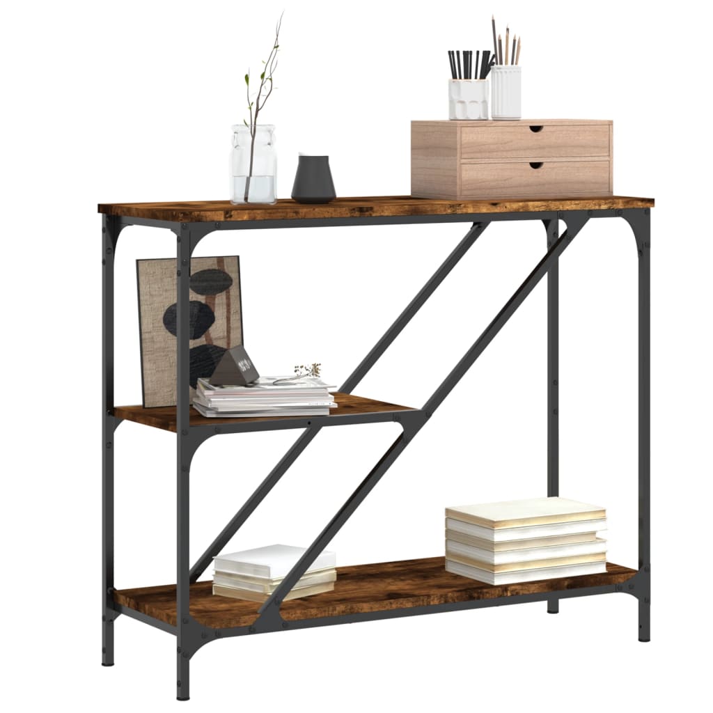 Table console chêne fumé 88,5x30x75 cm bois d'ingénierie - XIOS