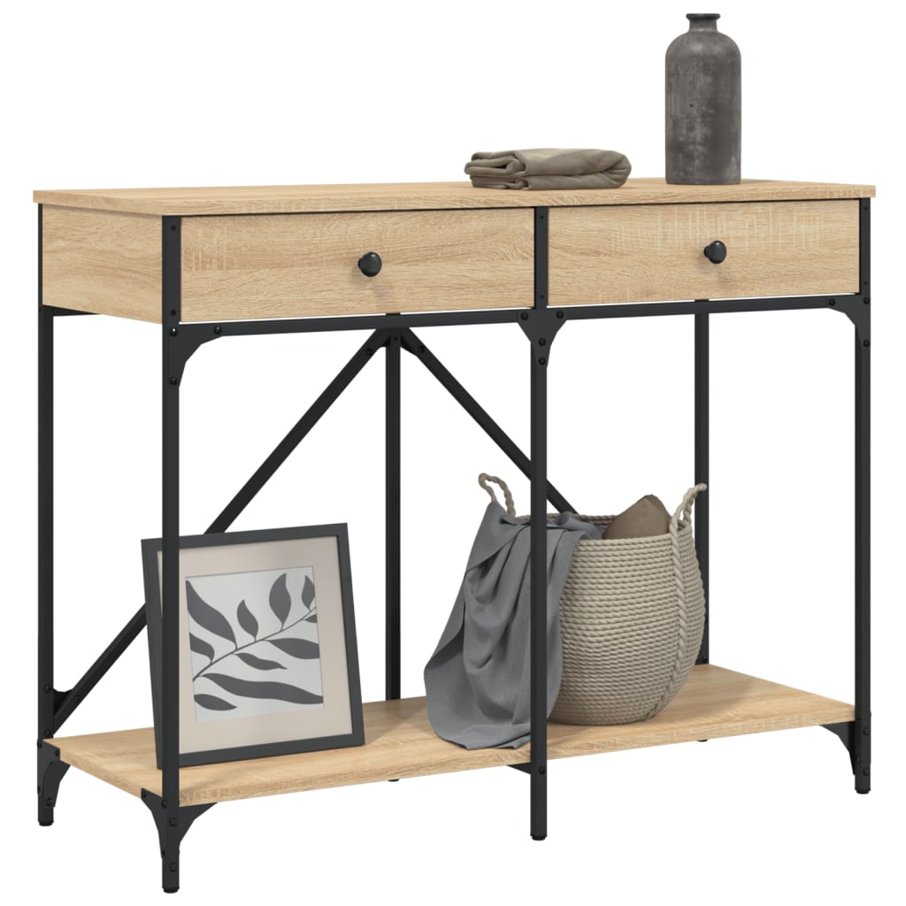 Table console chêne sonoma 100x39x78,5 cm bois d'ingénierie - XIOS