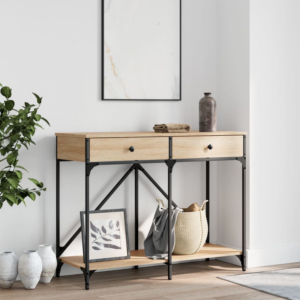 Table console chêne sonoma 100x39x78,5 cm bois d'ingénierie - XIOS