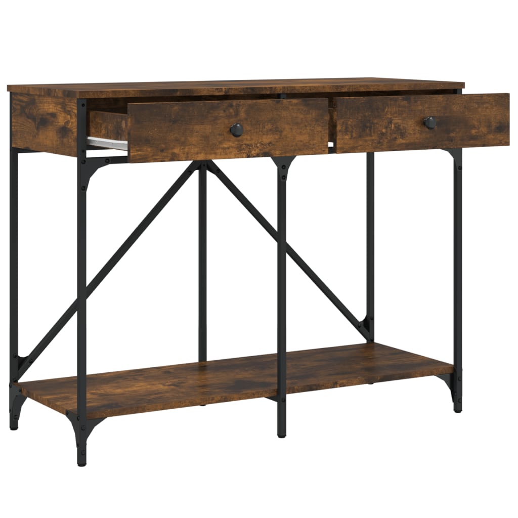 Table console chêne fumé 100x39x78,5 cm bois d'ingénierie - XIOS
