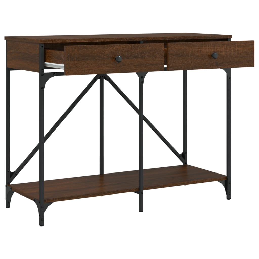 Table console chêne marron 100x39x78,5 cm bois d'ingénierie - XIOS