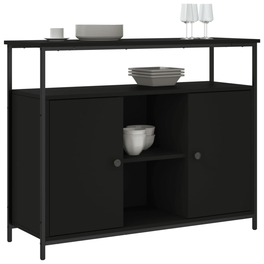 Buffet noir 100x35x80 cm bois d'ingénierie - XIOS