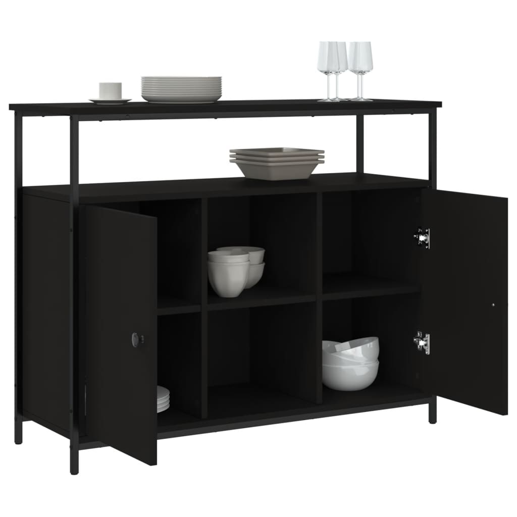 Buffet noir 100x35x80 cm bois d'ingénierie - XIOS
