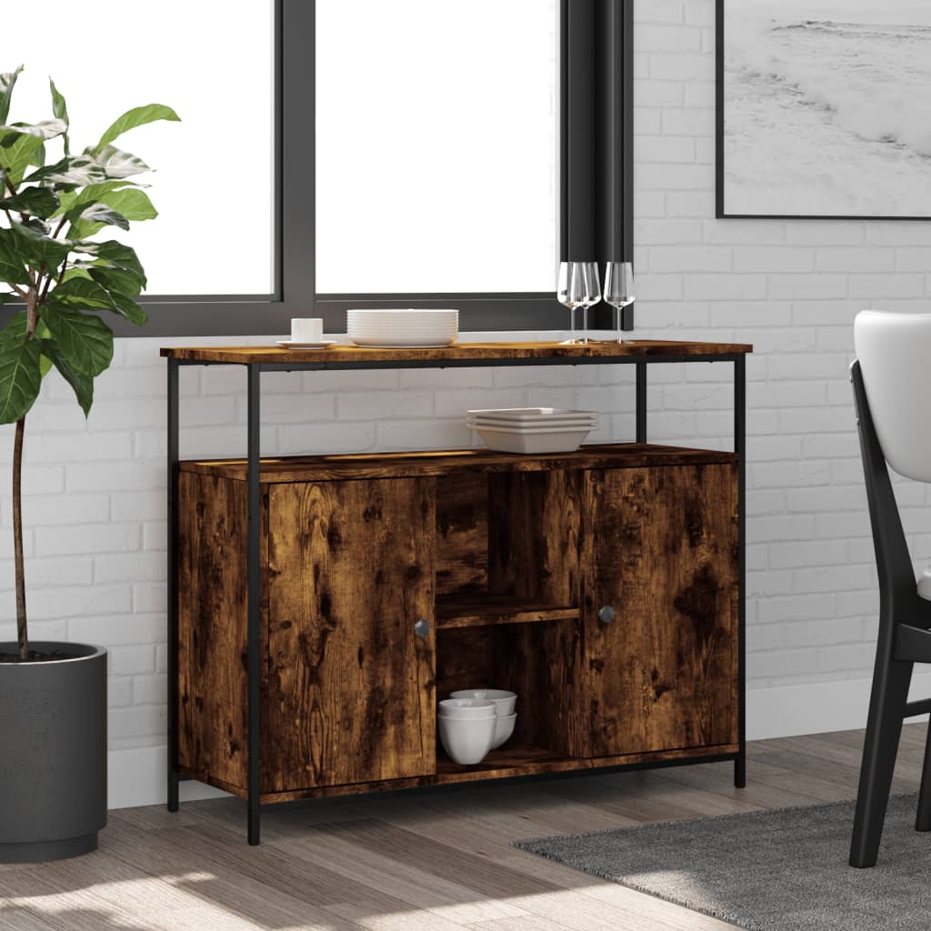 Buffet chêne fumé 100x35x80 cm bois d'ingénierie - XIOS